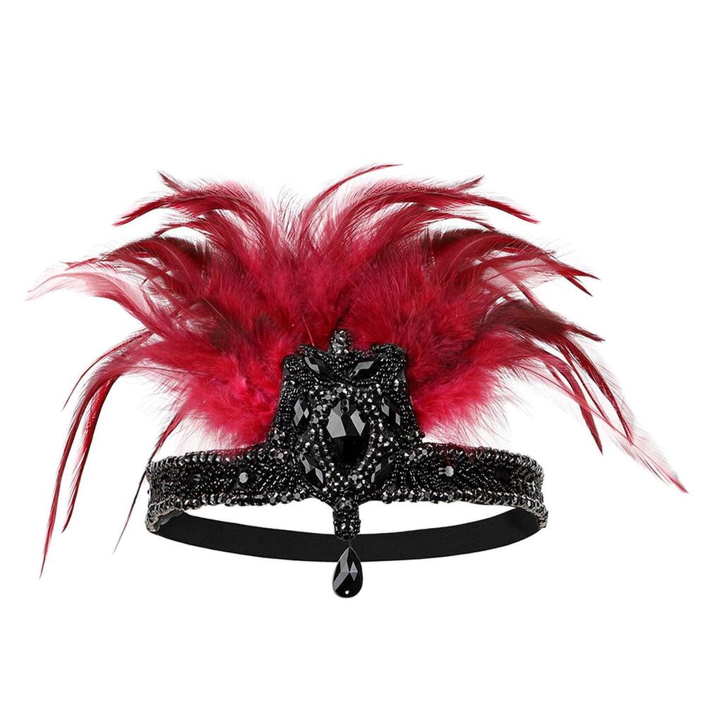 1412 Art Deco 1920s Flapper Feather Headpiece Roaring 20s Great Gatsby